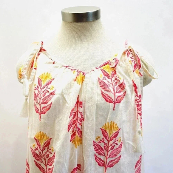 Women Sleeveless Pullover V-Neck Neck Tassels Fully Lined Floral Dress Size PXL - Picture 2 of 11